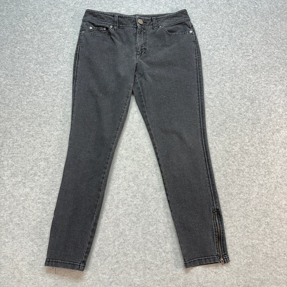 INC International Concepts Jeans Skinny Ankle Zip WMNS 6 Black Mid Rise WPL 8046